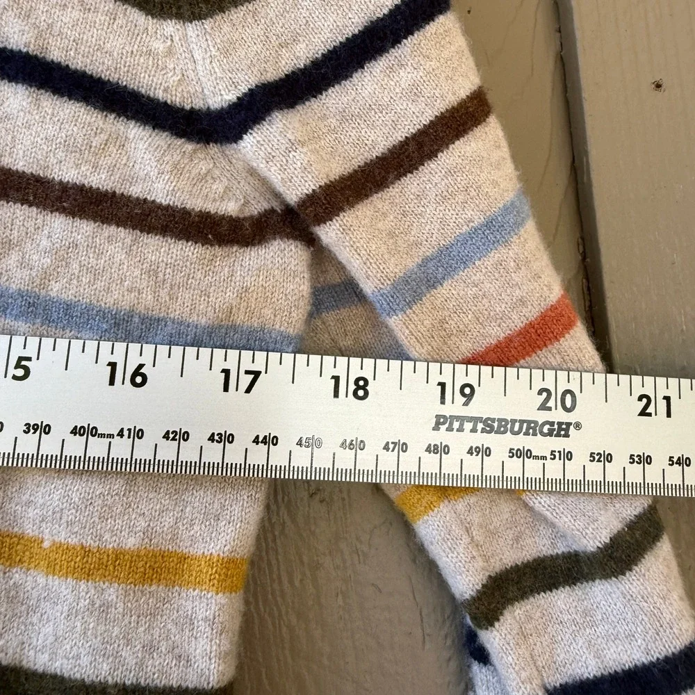 Crewcuts Striped Cashmere Sweater Kids XL 12/14 Multi Color Crewneck Oatmeal